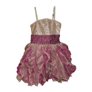 Girls Ooh! La La Couture Formal Dress 4T Gold Purple Sequin Ruffle